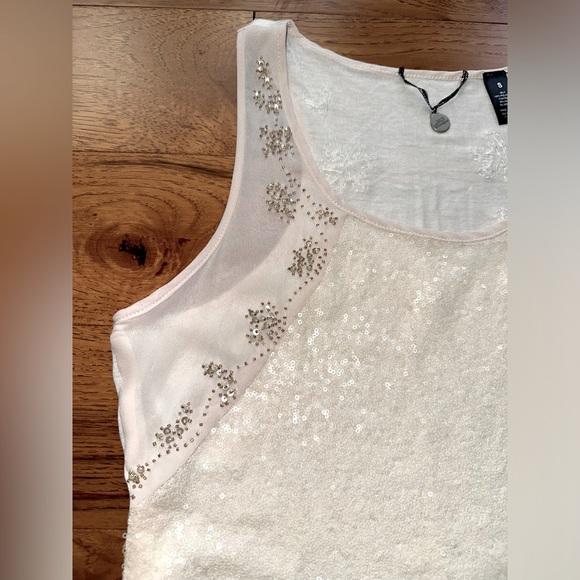 Buckle BKE Cream Sequin Beaded Tank Top Size S - Picture 3 of 7